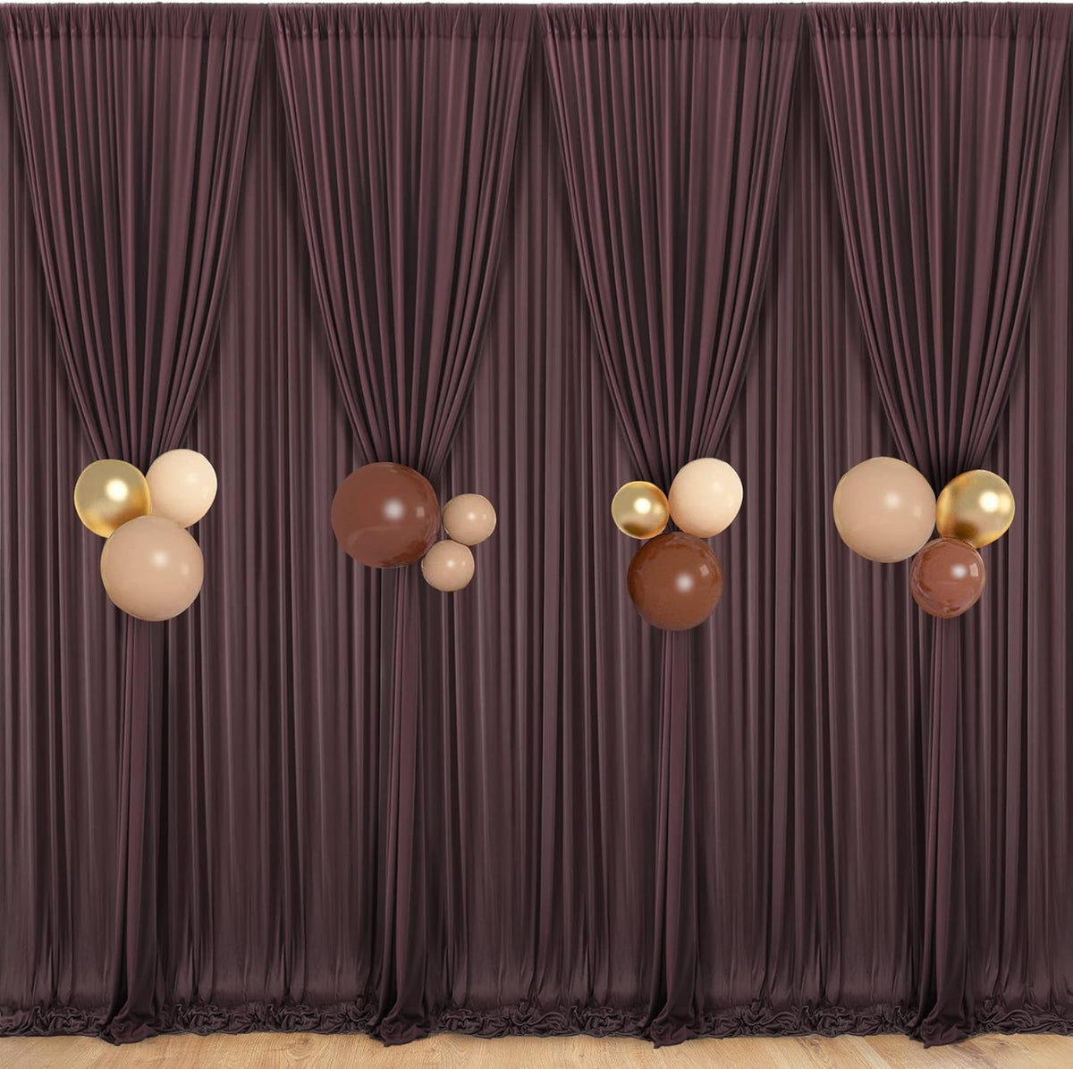 40 ft x 10 ft Wrinkle Free Brown Backdrop Curtain for Parties, Wedding Brown Photo Backdrop Drapes