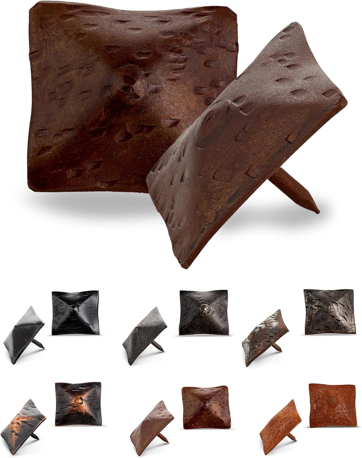 10 Pack 1.5" Square Head Iron Clavos Decorative Nails – Sealed Rusted – Handmade Rustic Square