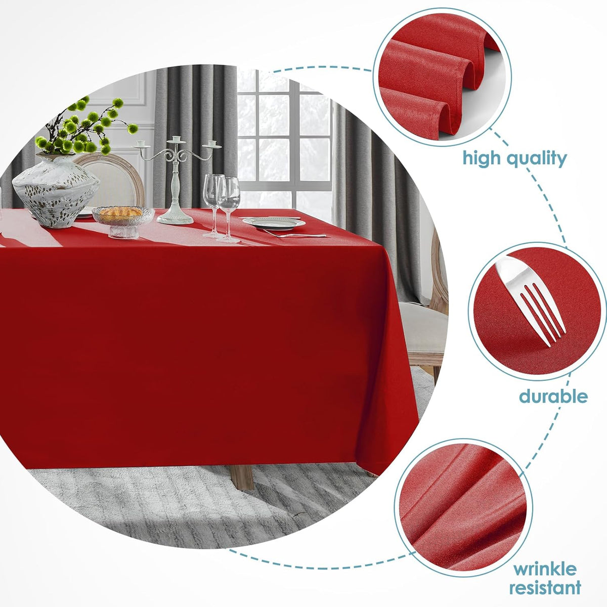 VidaFete Tablecloth 10 Pack 90 * 132inch Rectangle Table Cloth Polyester, Stain Wrinkle Resistant