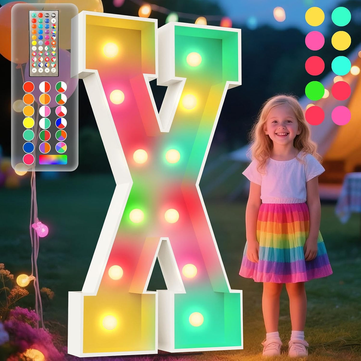 Ledido 4FT Marquee Light Up Letters, 34 Colors Changing Marquee Letter 4 Feet Tall with Remote, Big