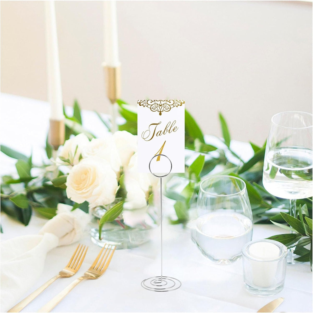 24 Pcs Table Number Holder 8.66inch Tall Metal Iron Place Card Holder Lightweight Picture Holder