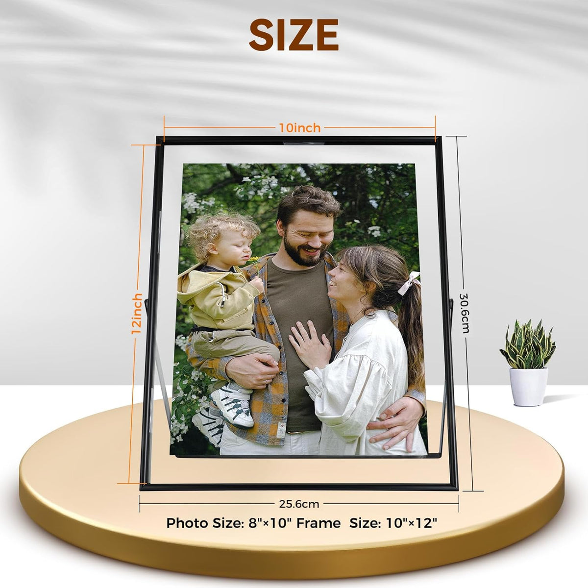 Black Floating Frame, 10"x12", Vertical, For Picture 9x11, 8.5x11, 8x10, 7x9, Tabletop Shelf Photo