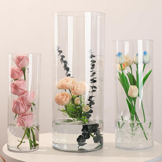 Extra Large Acrylic Cylinder Clear Vase for Floor, Tall Big Wide Mouth Plastic Unbreakable