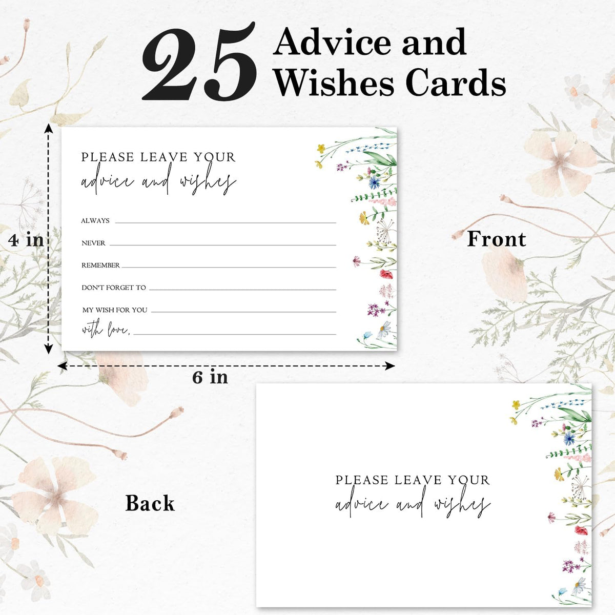 Wildflower Advice And Wishes Cards For The Mr And Mrs, Blank Well Wishes For Baby Shower, Bridal