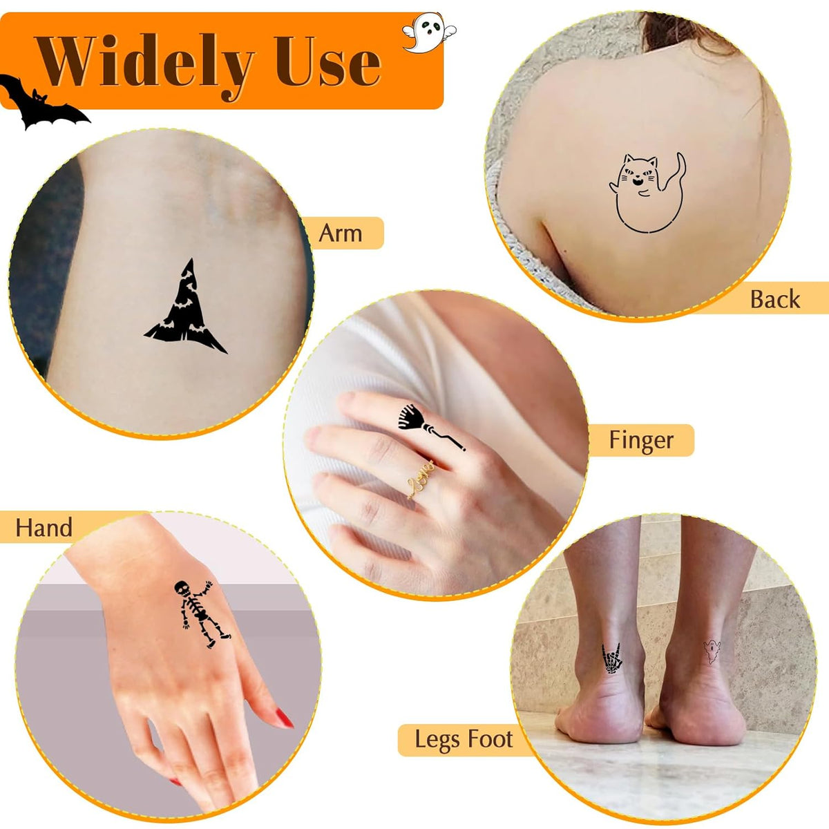 Halloween Temporary Tattoos Stencils Kit,Temporary Tattoos Kit - 4 Pcs 4 Color(Maroon,Black,Cherry