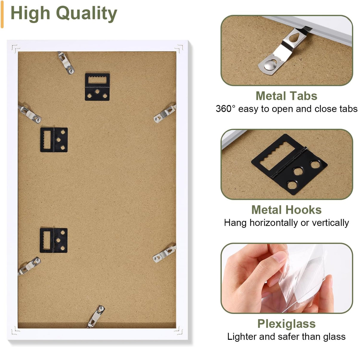 Vittanly 8x14 Picture Frames Collage, Displays 3Pcs 4x6 Pictures with Mat, Collage Picture Frame