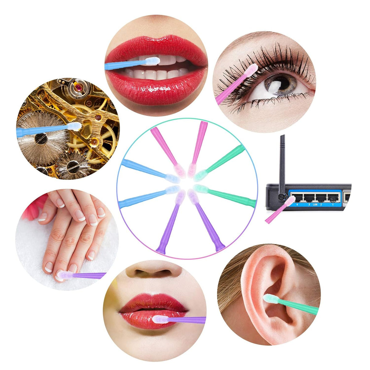 500 PCS Disposable Micro Applicator Brush, Gelme Nutri Micro swabs,Head Bendable Ultrafine Eyelash