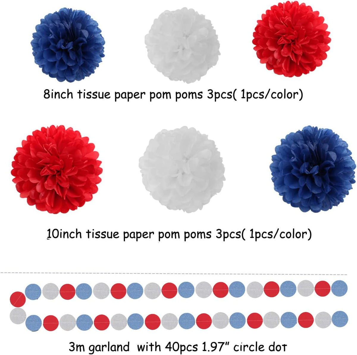 Fourth-4th of July Imemorial-Day Party-Decorations - 23pcs Red White Blue Graduation Banner, USA