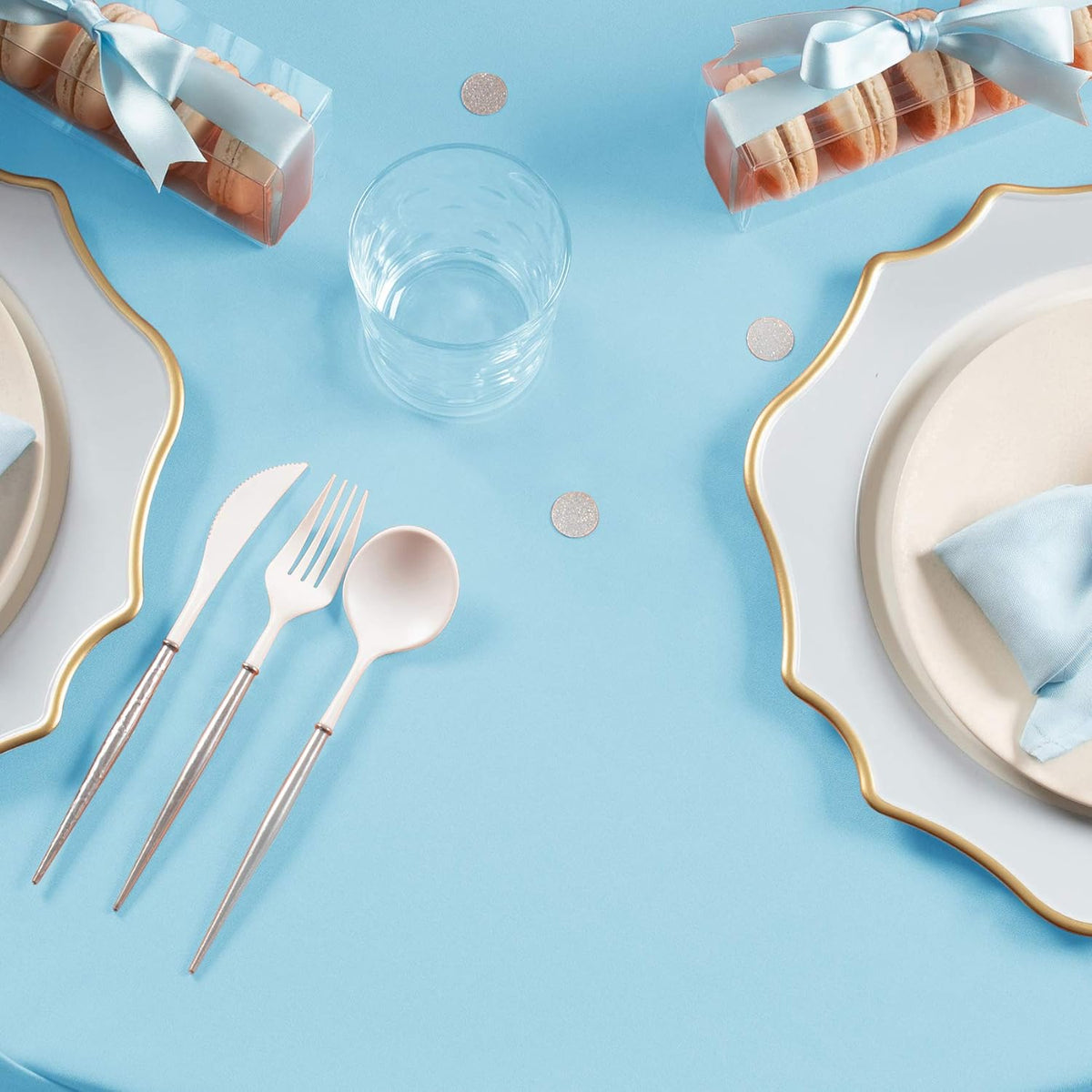 Gee Di Moda Rectangle Tablecloth - 60 x 102 Inch Baby Blue Table Cloth for 6 Foot Rectangle Table