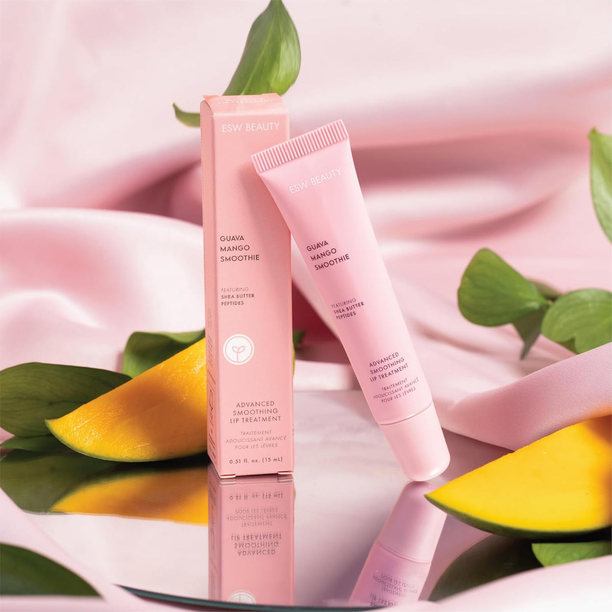 ESW Beauty Guava Mango Smoothie Lip Treatment - Light Pink Tint with Shea Butter, Peptides, Guava &