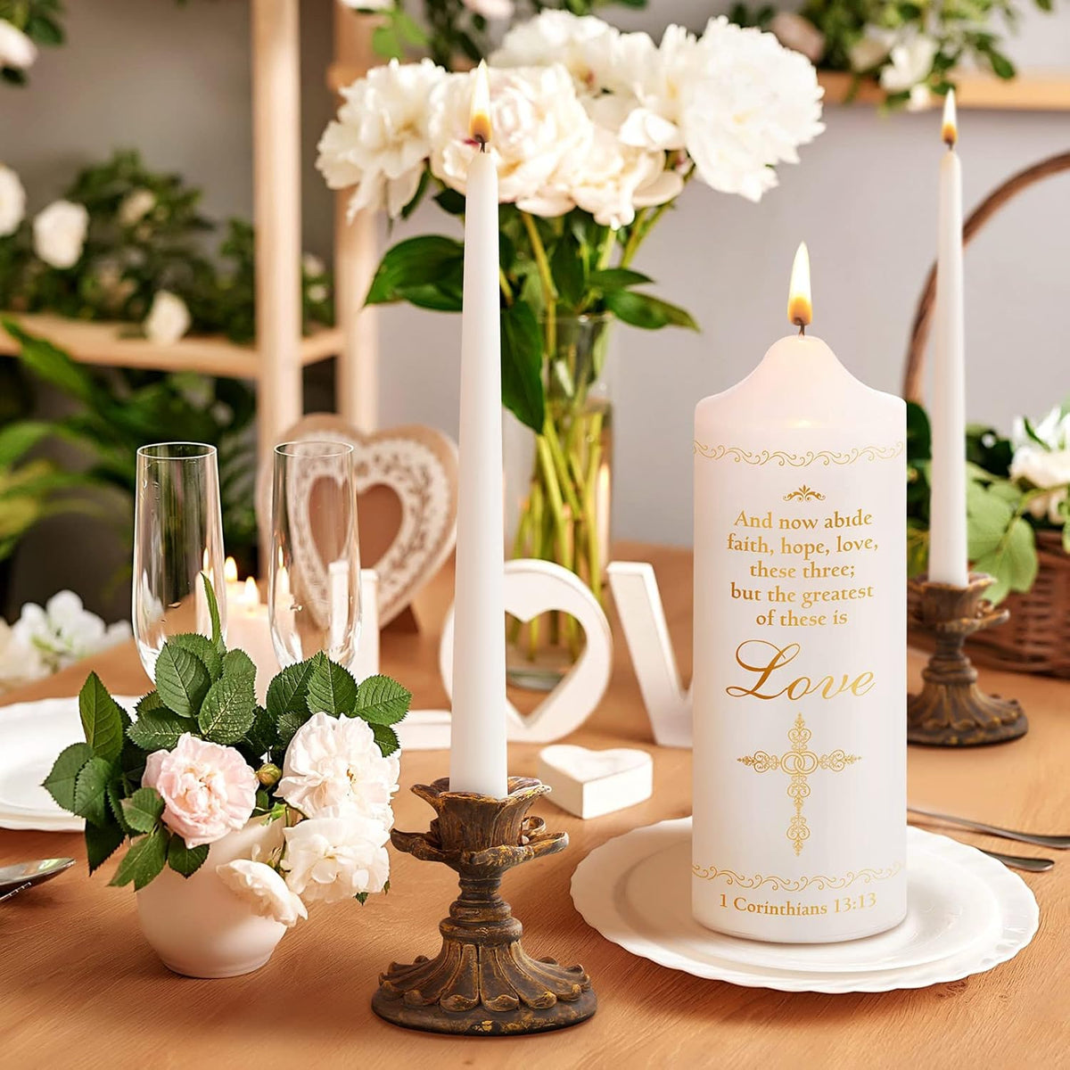 Frienda Unity Candles for Wedding Ceremony Set Wedding Unity Taper Candles Catholic Religious