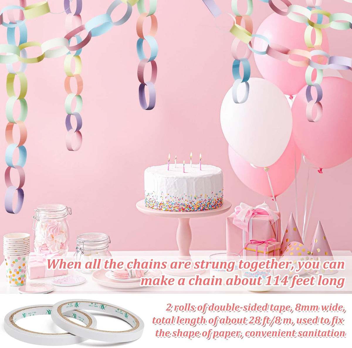 Lincia 600 Sheet Halloween Paper Chain Garland, Construction DIY Crafts Chain Strip for Fall