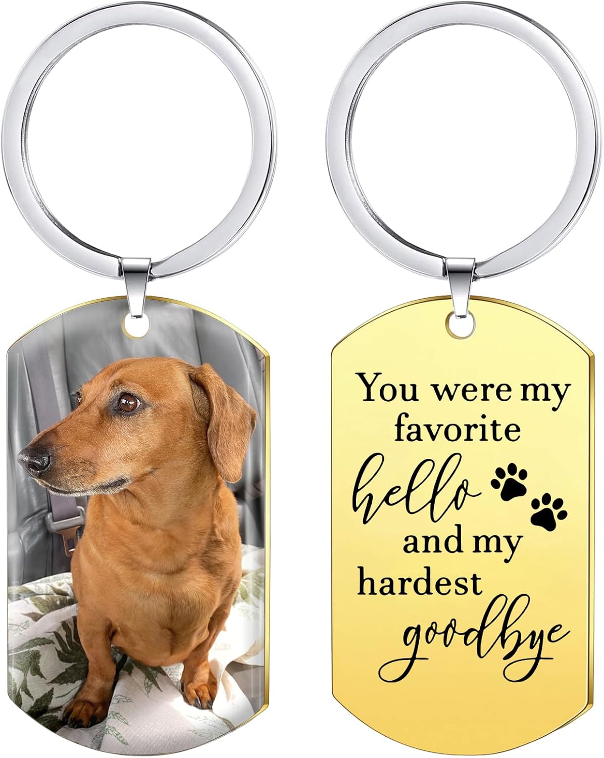 Funnylife Personalized Dog Memorial Photo Keychain Stainless Steel Custom Pet Memory Keychain Loss