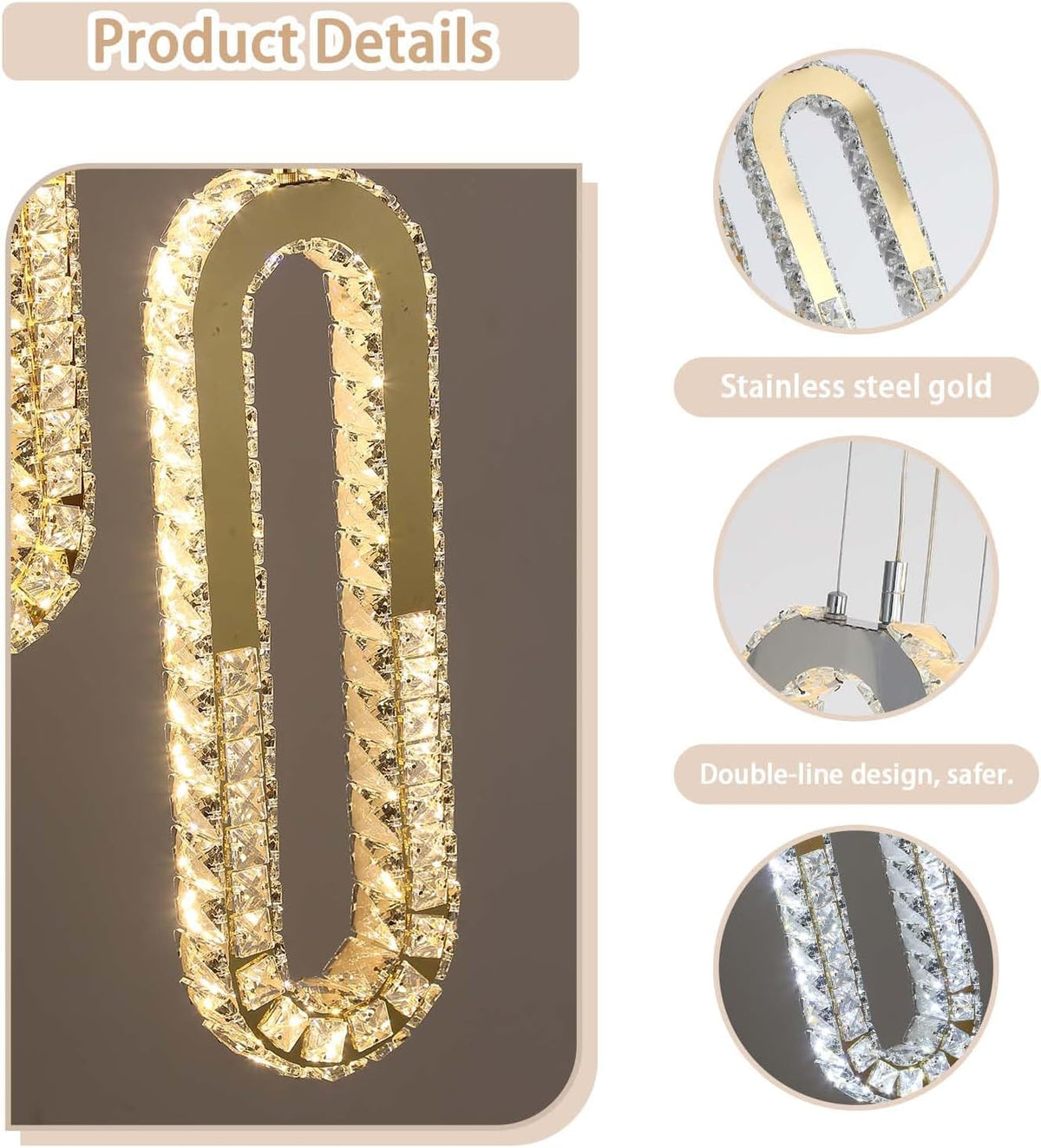 8 Rings Crystal Chandelier,H118 Modern Gold Pendant Light Luxury Foyer Lighting Fixture High