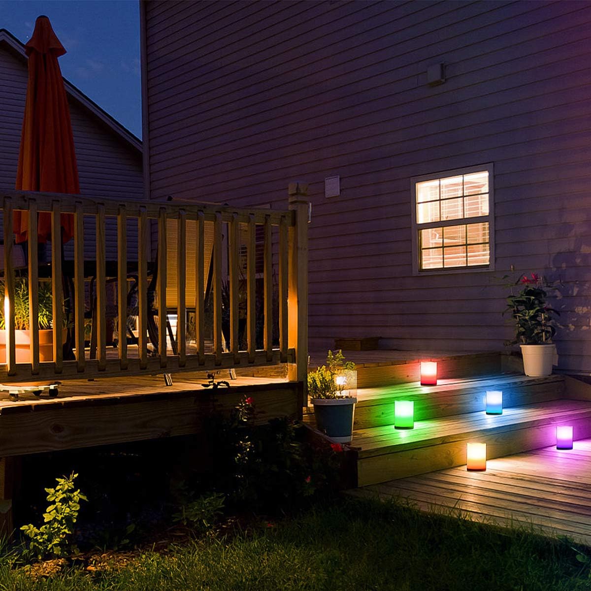 Enido Flameless Candles, Color Changing LED Candles(D: 3" x H: 4" 5" 6") Battery Operated Outdoor