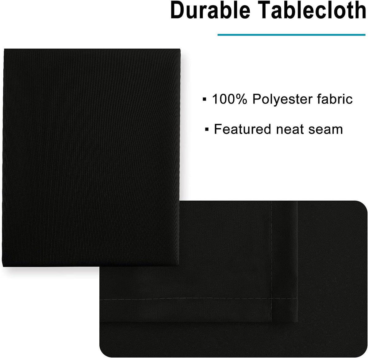 Hiasan Black Rectangle Tablecloth - 30 x 60 Inch - Waterproof & Wrinkle Resistant Washable Fabric