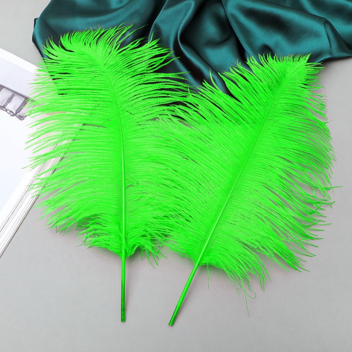 Ballinger Lime Green Ostrich Feathers - 24Pcs 8-10inch Large Green Feathers for Crafts,Wedding