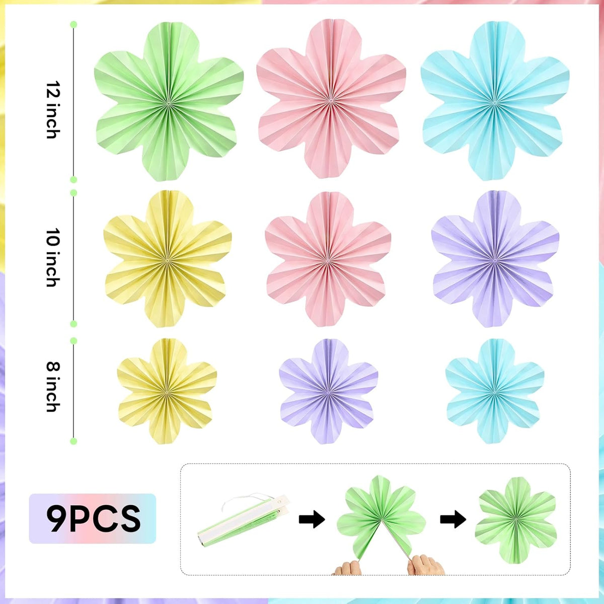 Pastel Rainbow Party Decorations, Pastel Birthday Decorations with Colorful Hanging Paper