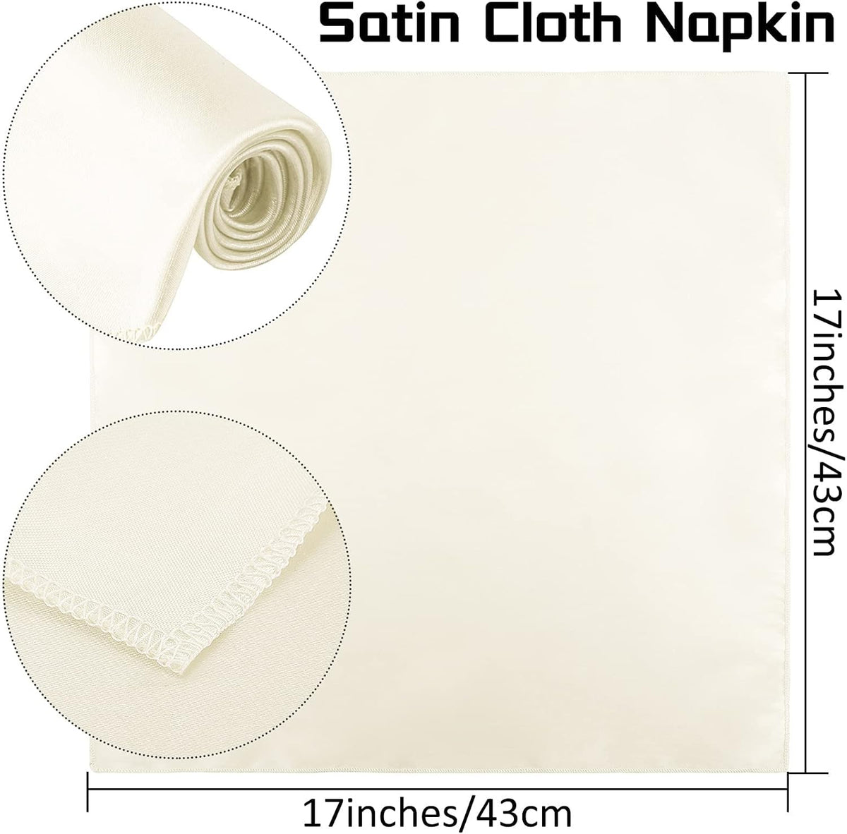 ANECO 12 Pieces Satin Napkins Soft Dinner Napkins Square Table Napkins 17 x 17 Inches for