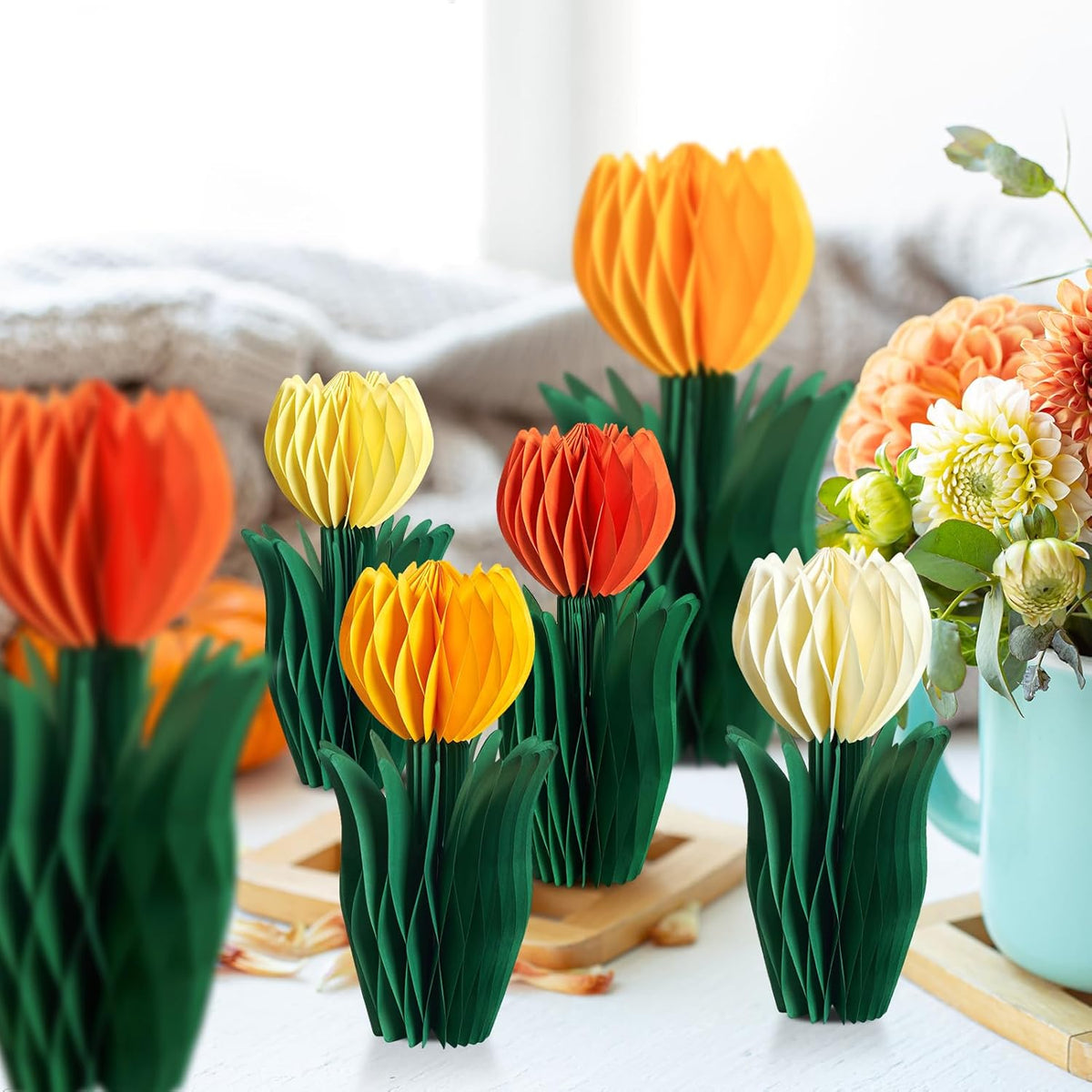 SUNBEAUTY 8 PCS Flower Honeycomb Decoration Tulip Honeycomb Decoration Mother's Day Decoration