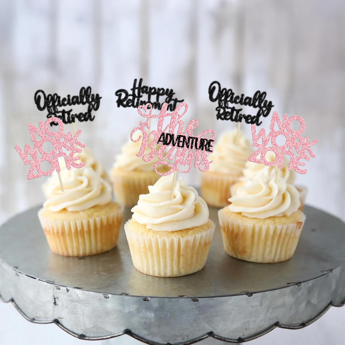 24Pcs Happy Retirement Cupcake Toppers Officially Retired Cake Toppers No Work Zone Adventure