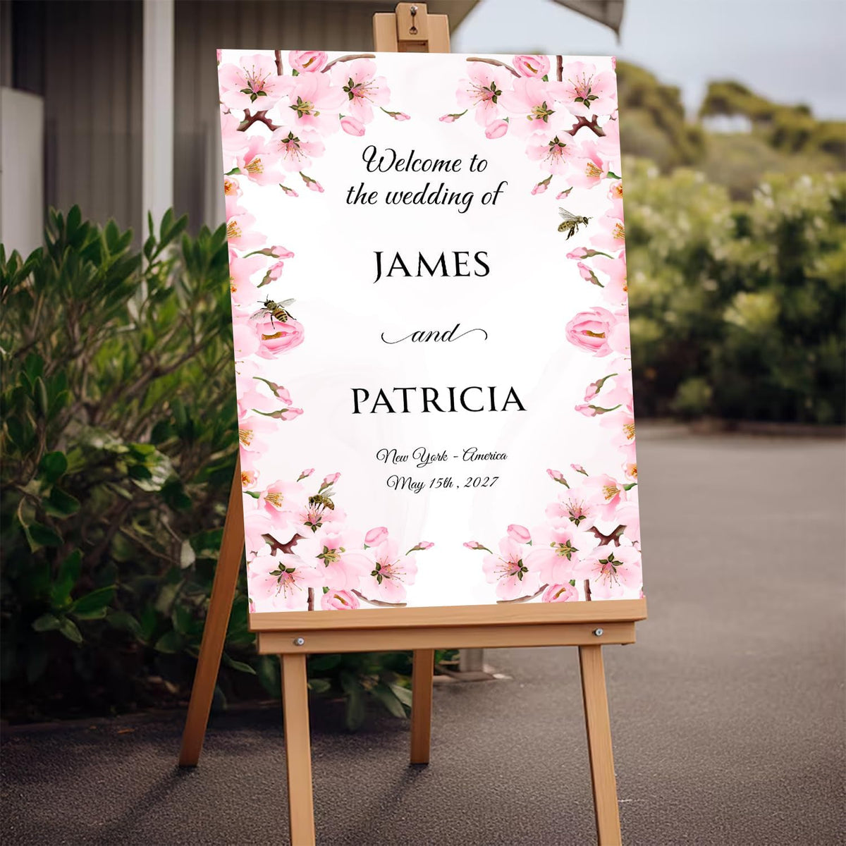 Personalized Blush Pink Wedding Welcome Sign, Floral Printable Wedding Board, Custom Welcome Signs