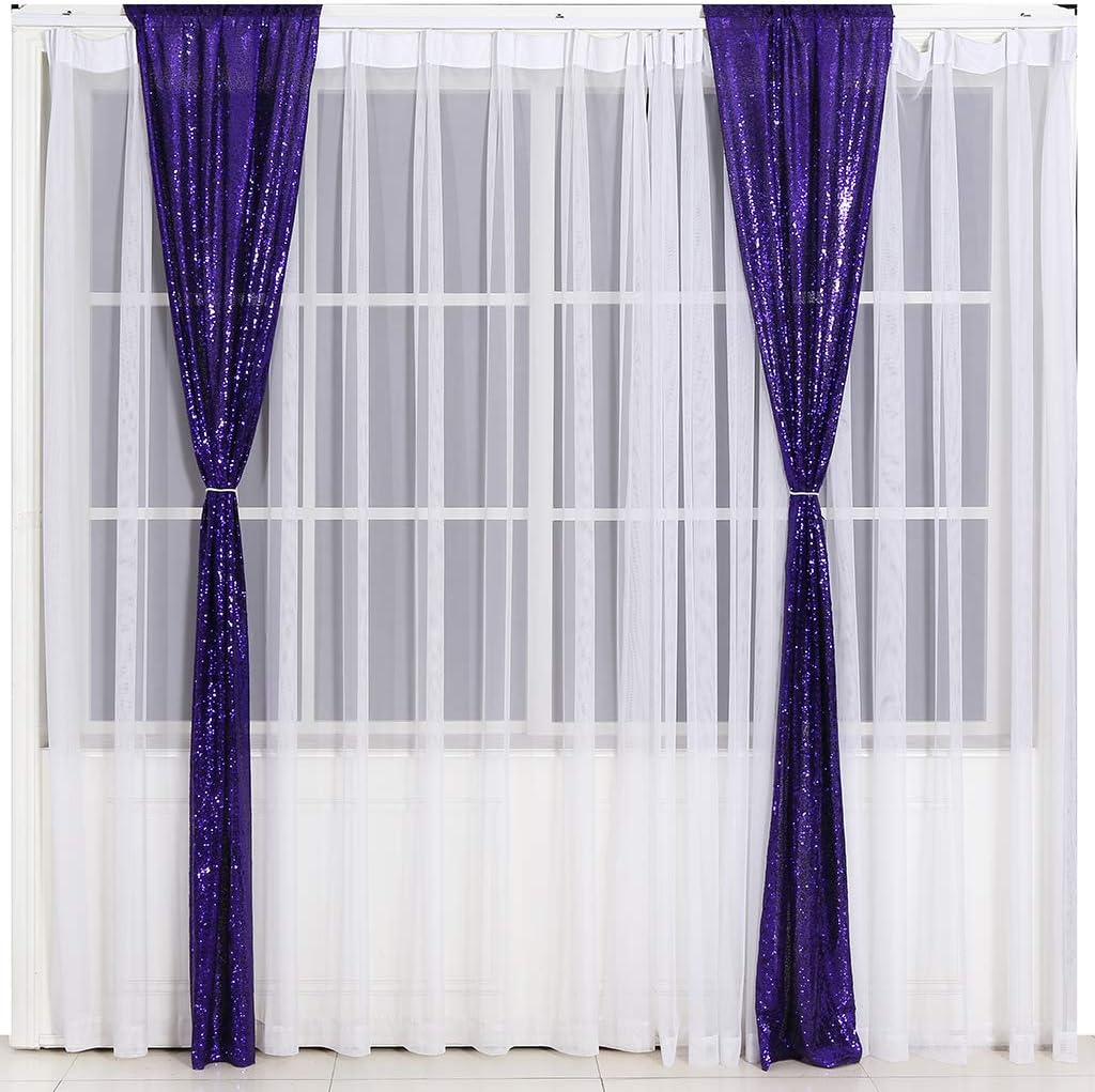 Eternal Beauty Sequin Backdrop Curtains, 2x8 Ft-2 Panels Purple Back Drop for Shimmer Photography