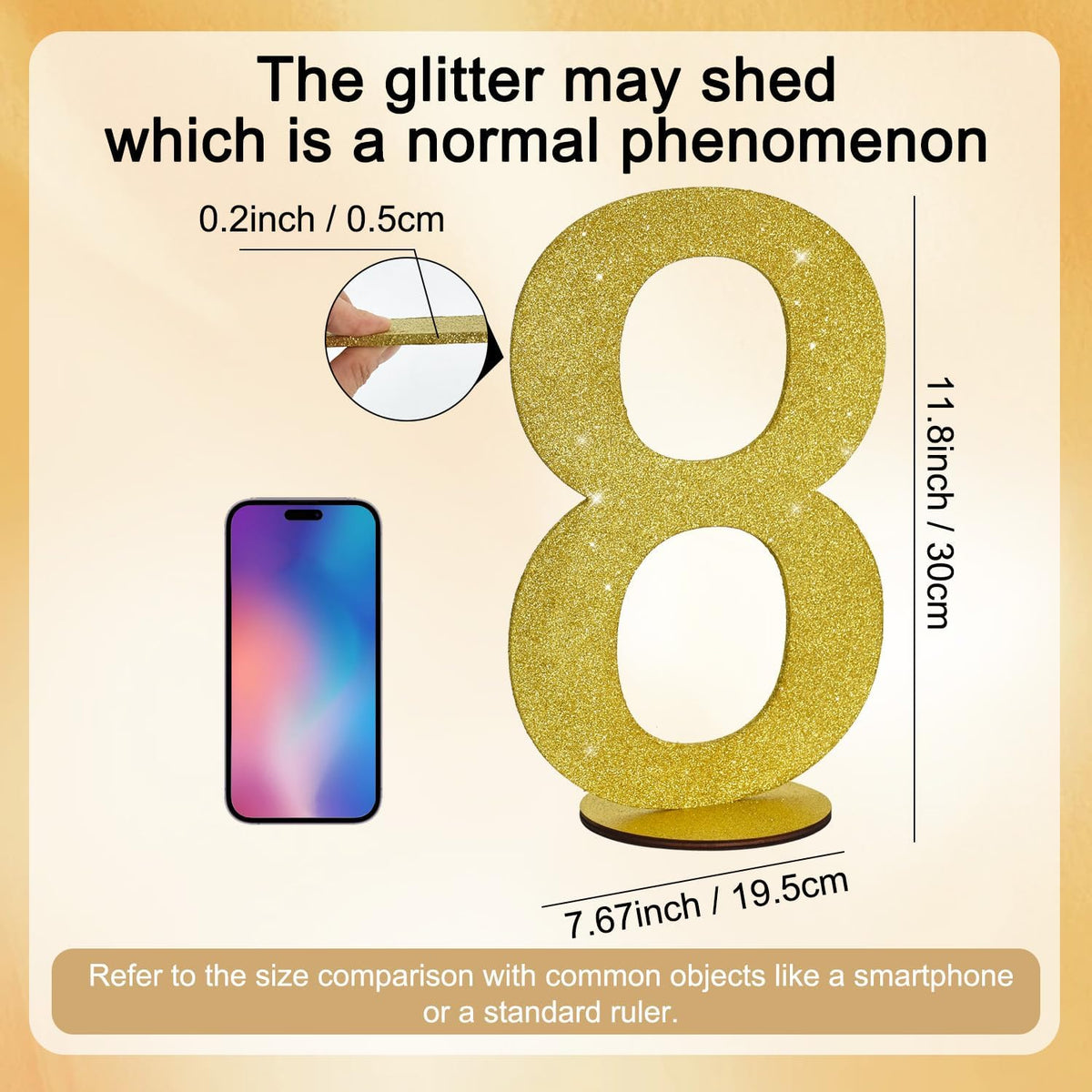 TONIFUL 11.8 Inch Gold Glitter Numbers Table Centerpieces 0-9 Birthday Party Decorations,Shining