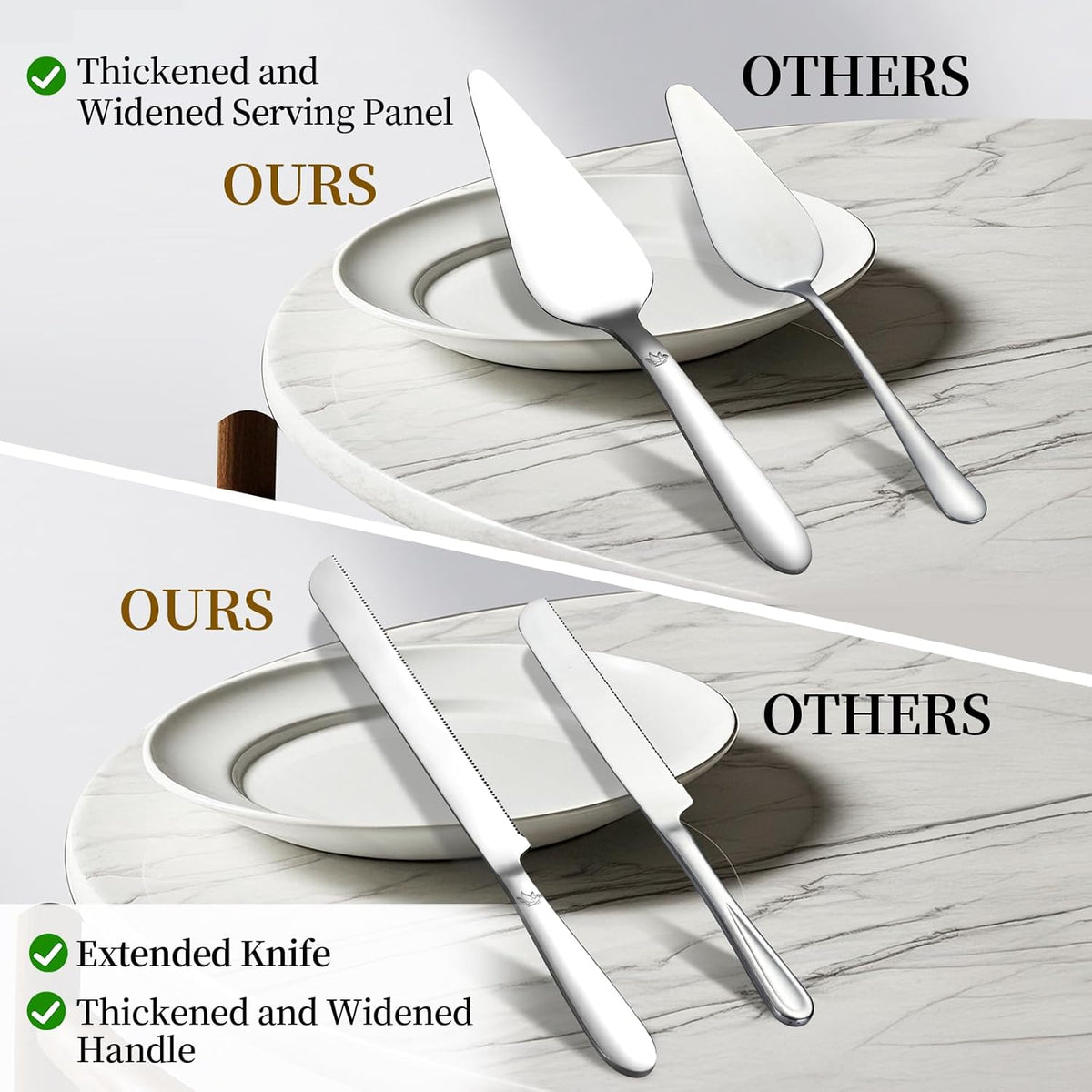 Cake Cutting Set for Wedding - Extended Cake Knife and Server Set Thickened Stainless Steel 13.0"