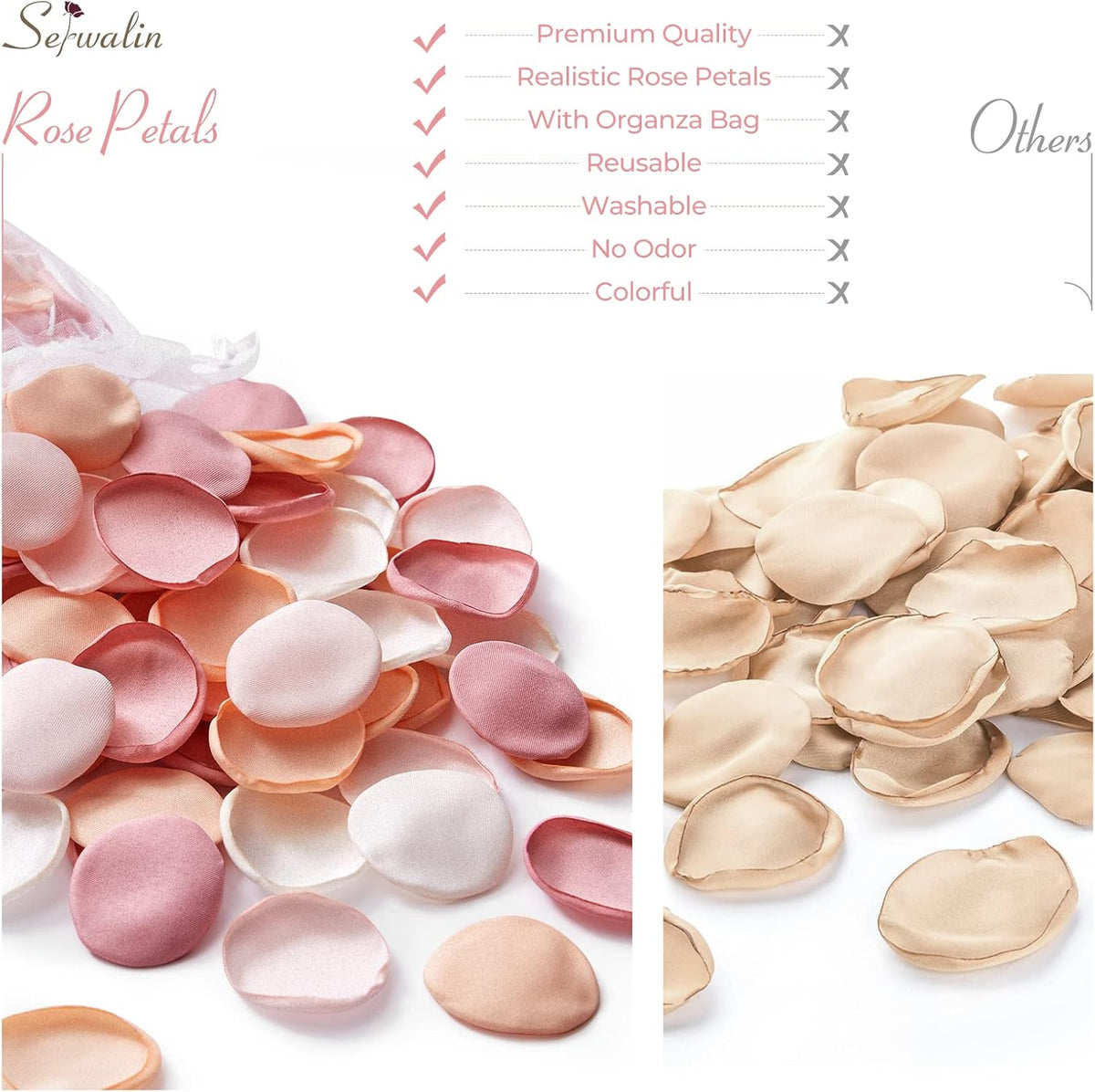 Serwalin 300Pcs Silk Rose Petals Artificial Flower Petals for Weddings Champagne Gold Petals Fake