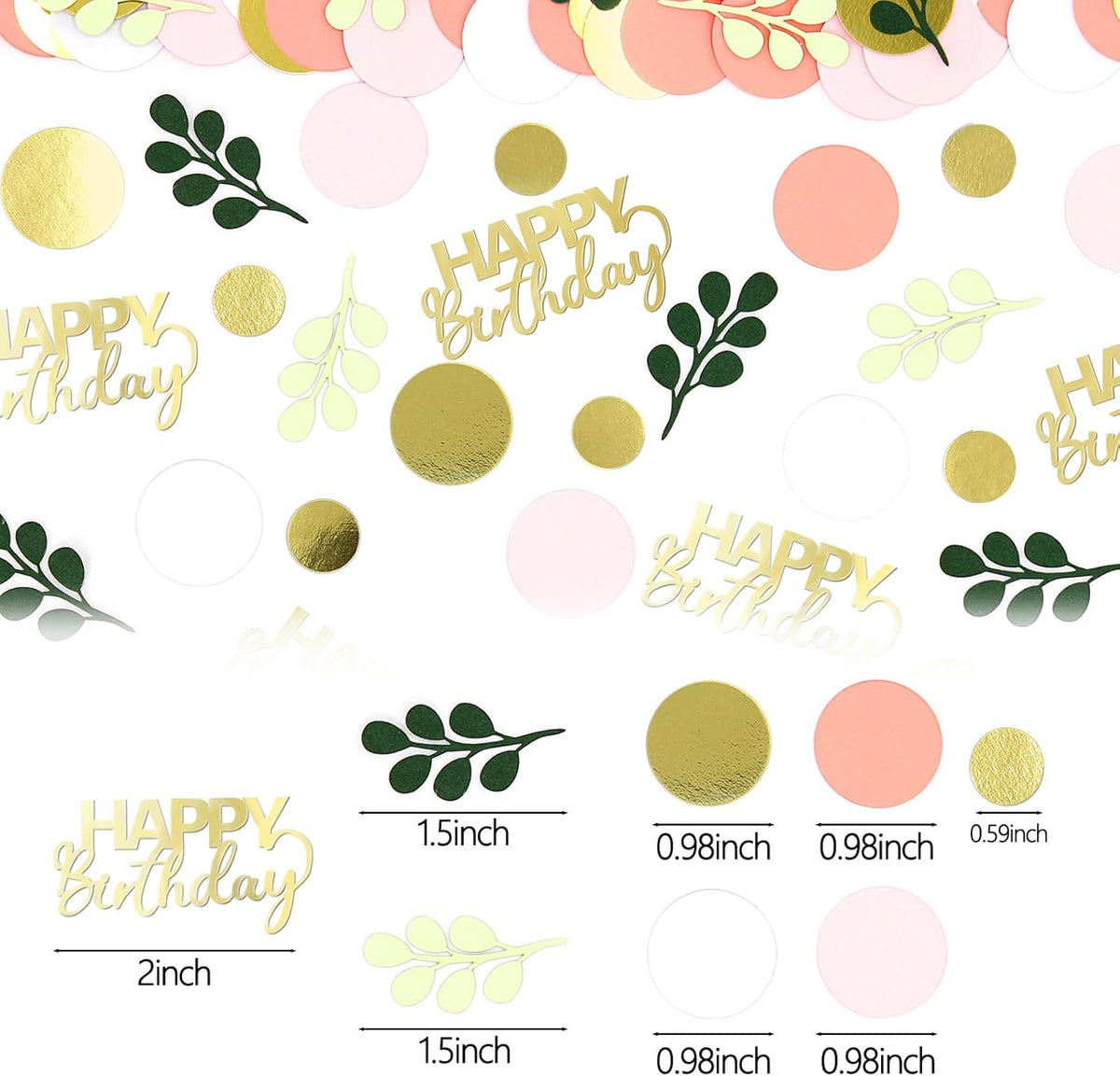 300PC Pink and Sage Green Happy Birthday Confetti for Table Boho Birthday Decorations for