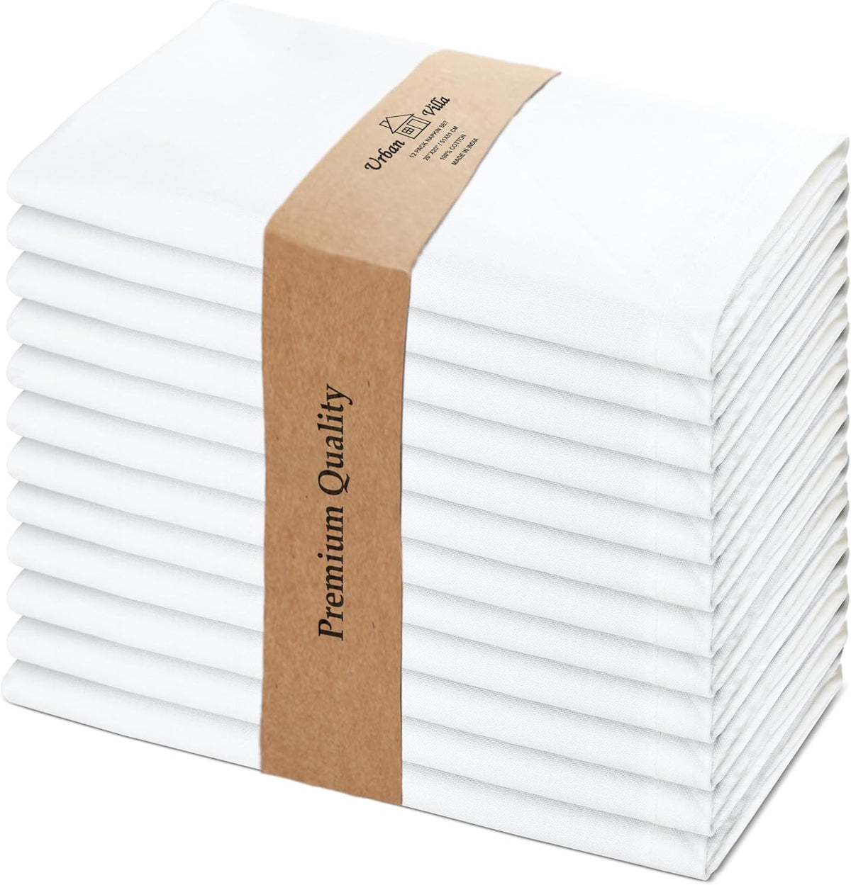 Urban Villa White Cloth Napkins Set of 12 100% Cotton Dinner Napkins Cloths Washable 20”x20”