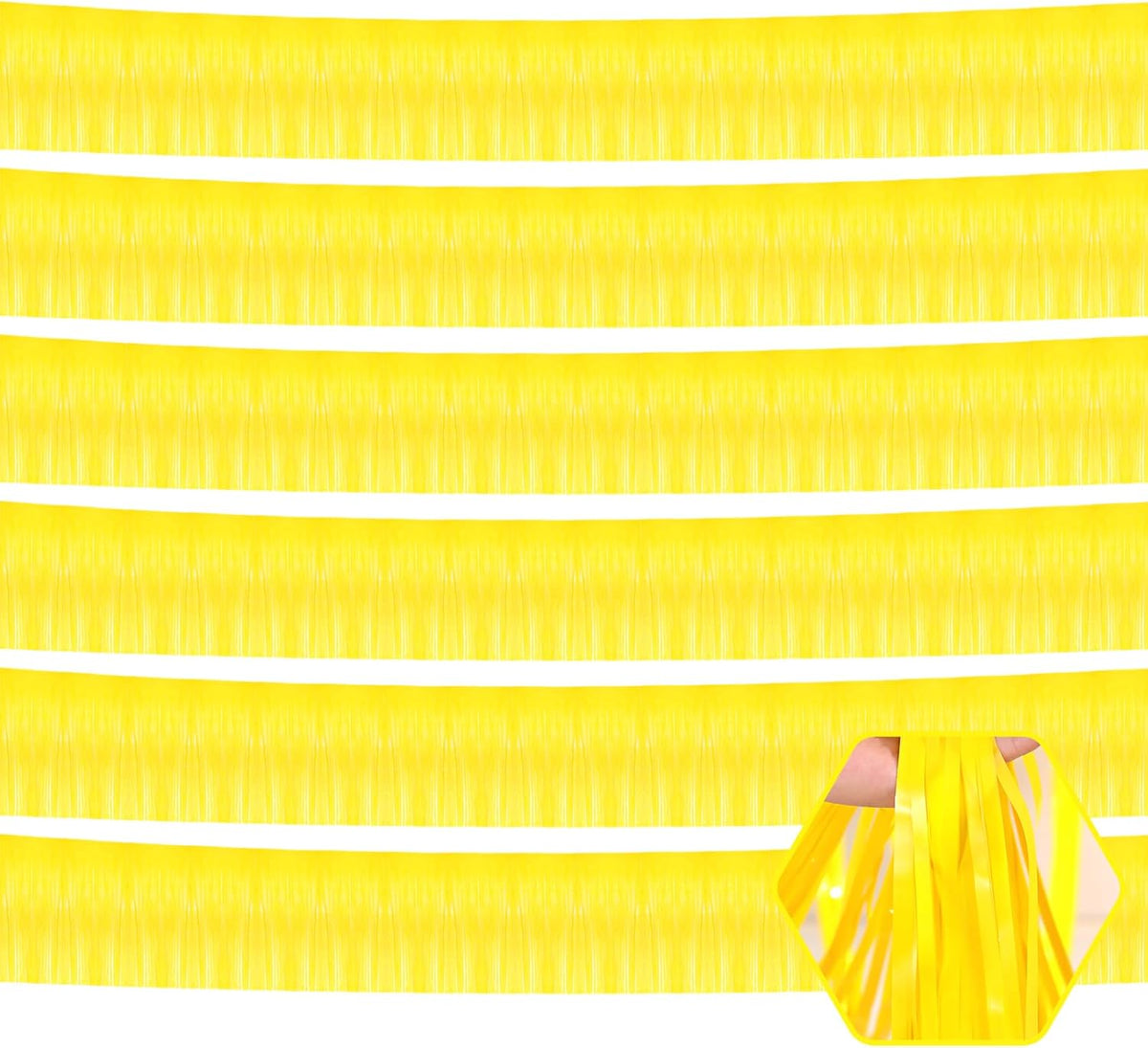 6 Pack 10 Feet Yellow Foil Fringe Garland Metallic Tinsel Streamers Banner Wall Hanging Curtain