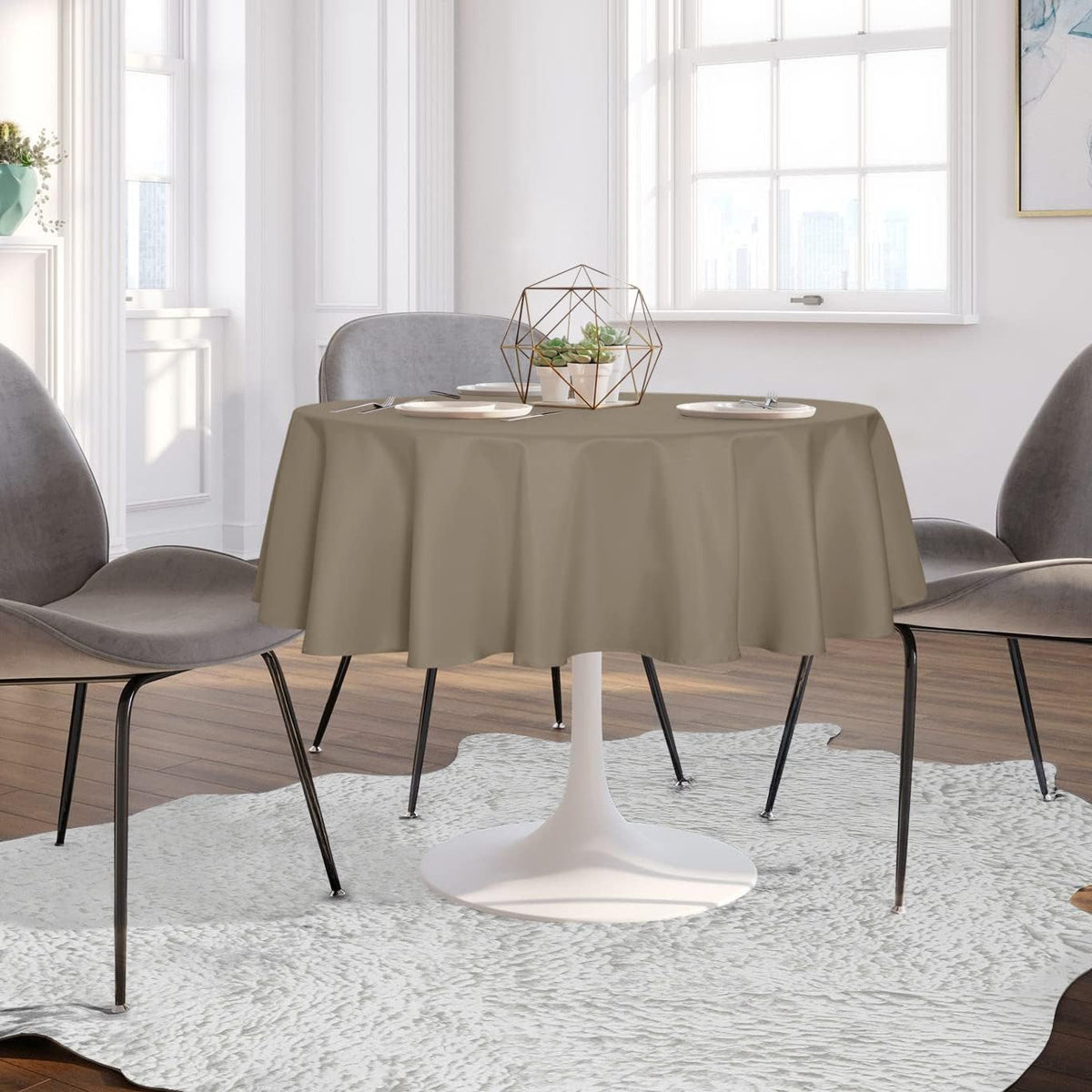 sancua Round Tablecloth - 70 Inch - Water Resistant Spill Proof Washable Polyester Table Cloth