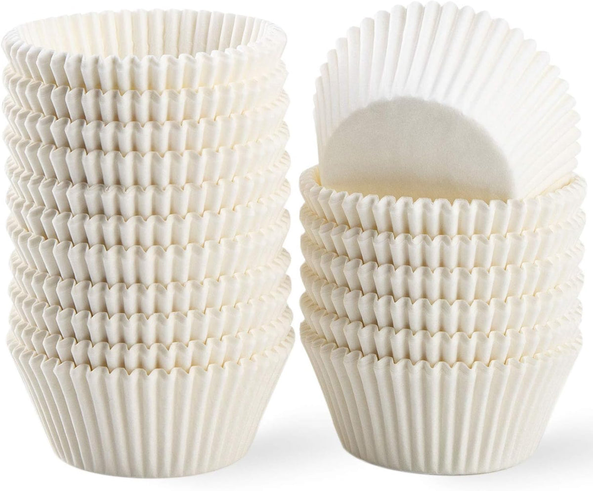 Caperci Standard White Cupcake Liners 500 Count, No Smell, Food Grade & Grease-Proof Baking Cups