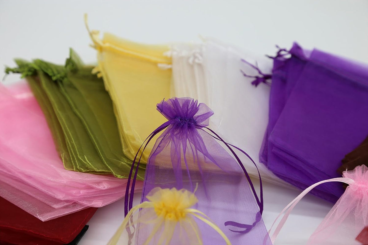 Wudygirl 100 PCS Drawstring Organza Bags 5X7 inches Jewelry Pouches Wedding Baby Shower Party Candy