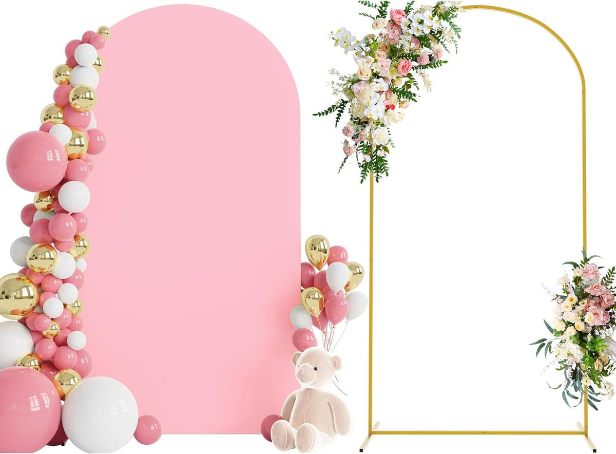 Wokceer 7.2 FT Wedding Arch Backdrop Stand and Arch Cover Metal Arch Stand with Arch Stand Cover