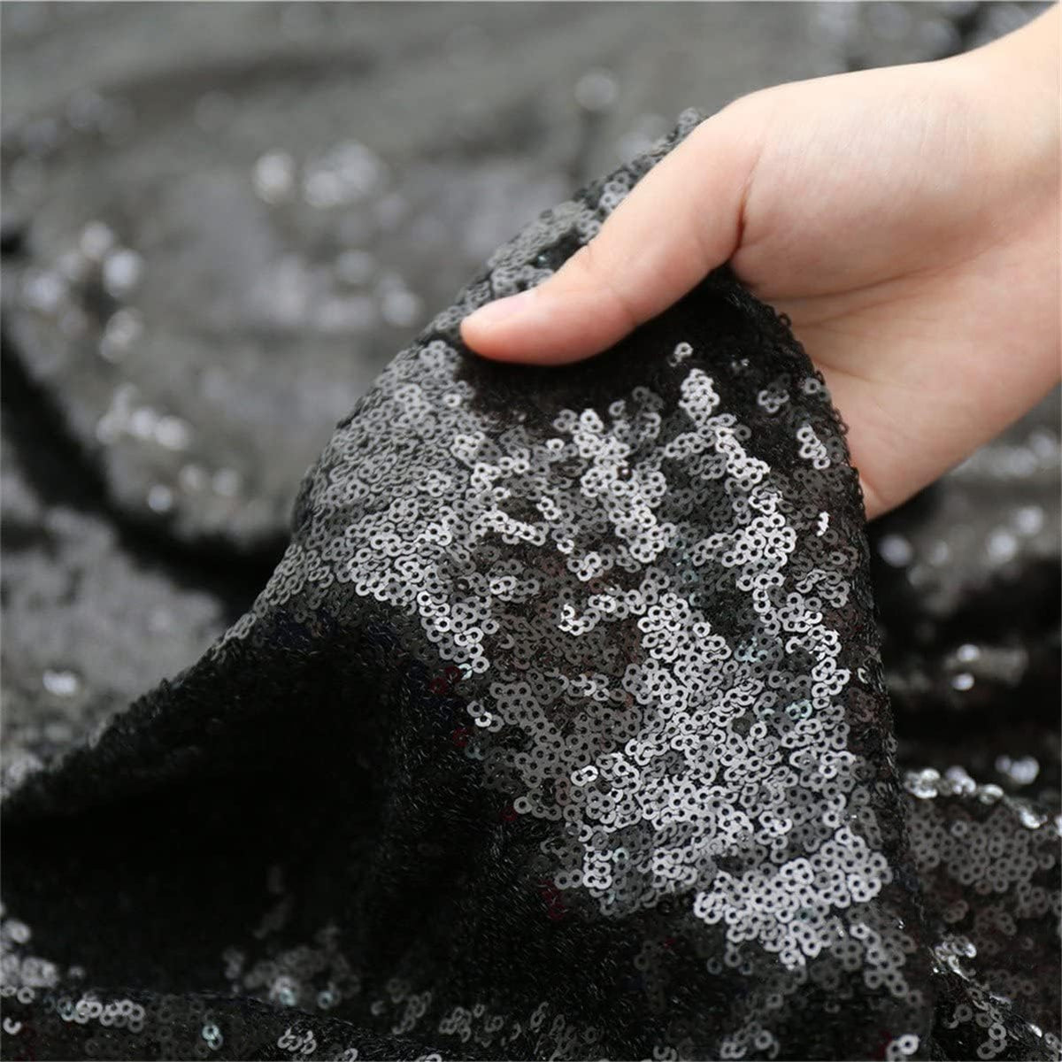Poise3EHome 2ft x 8ft Black Sequin Photography Backdrop Curtains 2 Panels for Party Decoration