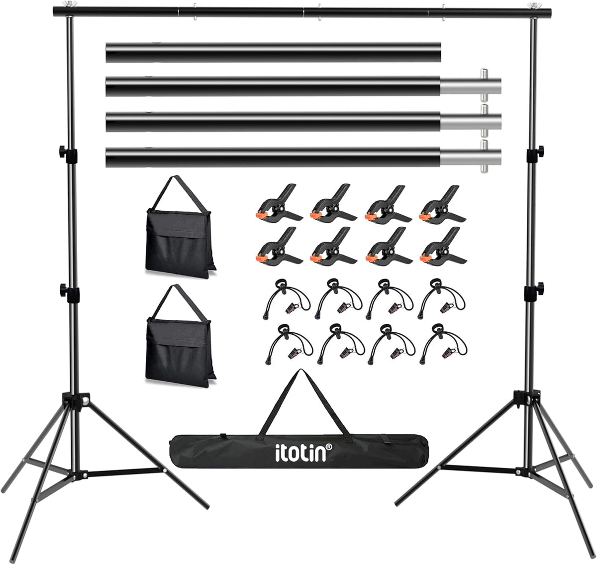 Backdrop Stand 10x7ft(WxH) Photo Studio Background Stand Support System Backdrop Support Kit, for