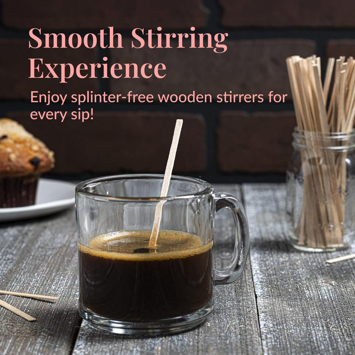 1000 Wooden Coffee Stirrer by Prestee - Disposable 5.5 inches Long Wooden Stir Sticks for Coffee