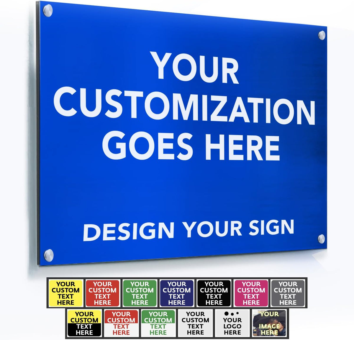 Custom Personalized Aluminum Metal Business Signs, Outdoor Waterproof, White Aluminum (Blue, 18x12
