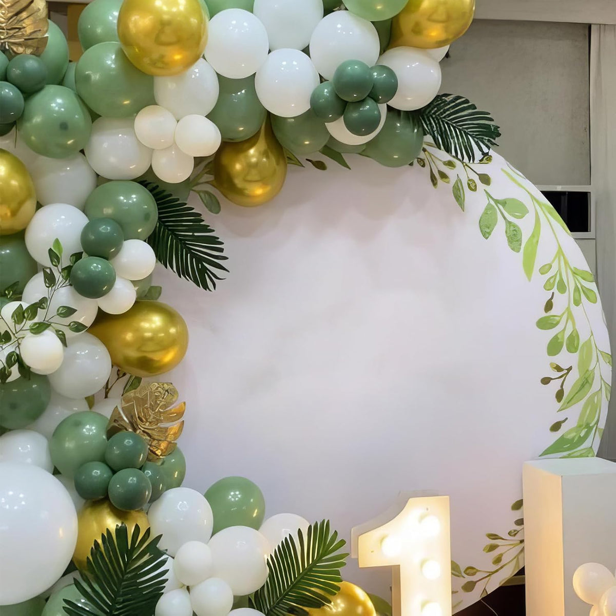 Sage Green Balloons, Sage Balloons Retro White Pearl Light Green Balloon, White Sand Gold Confetti