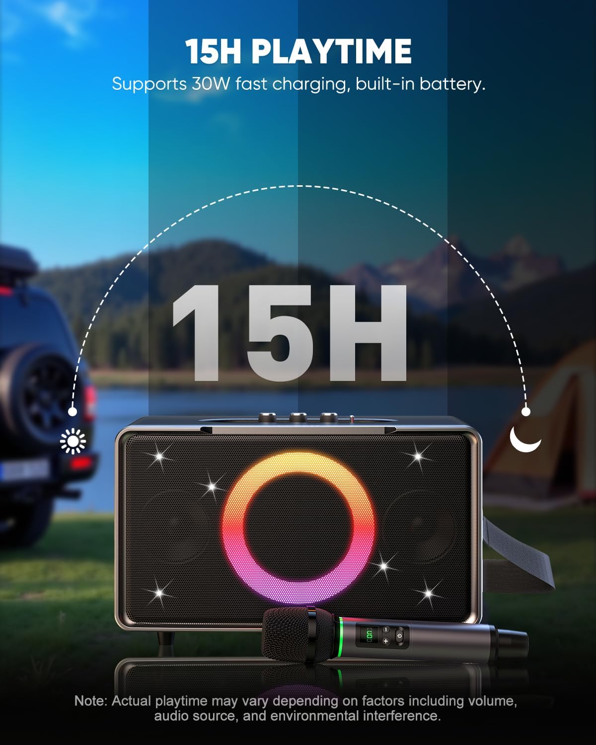 GFEEN Portable Bluetooth Speaker: 200W Peak, Deep Bass, 15H Playtime, Large Party Wireless