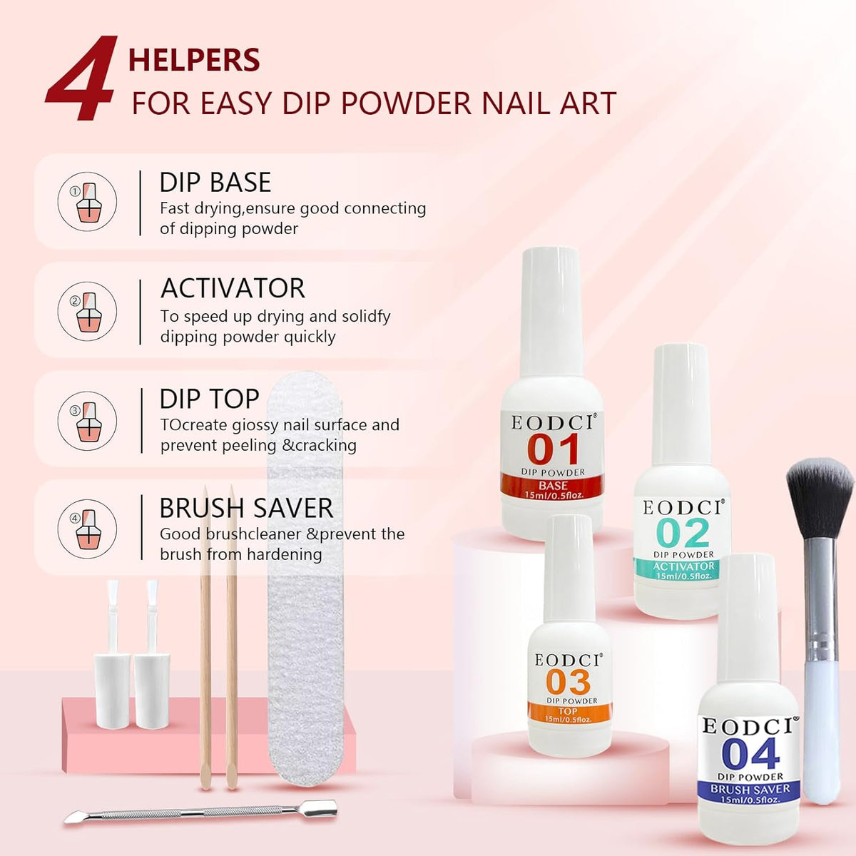 Dip Powder Nail Kit Starter, 30 Colors Dip Nails Skin Nude Brown White Green Glitter, Dark Color