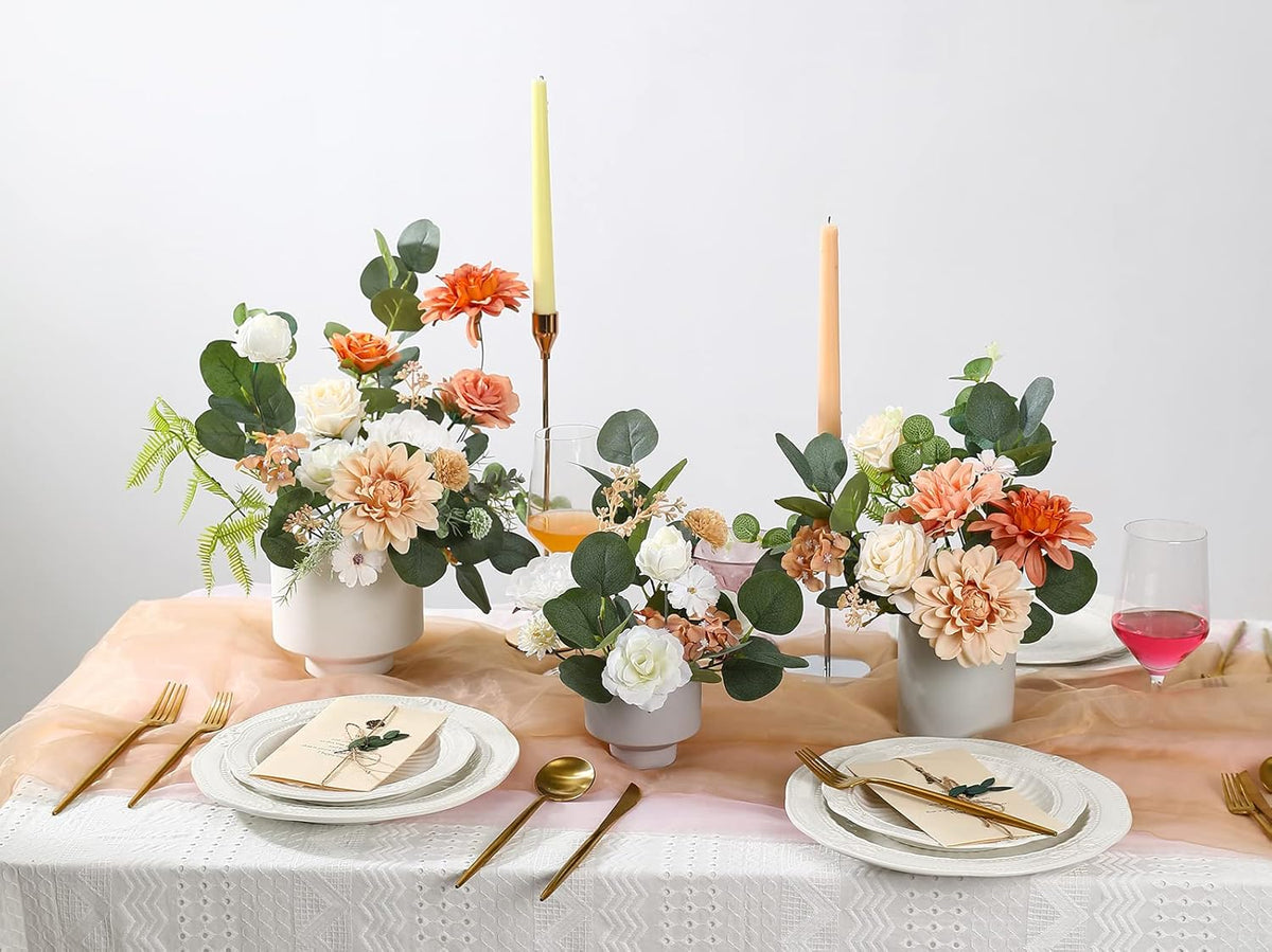 Serra Flora Artificial Flowers Combo Dahlia 34pcs Silk Mix Fake Flowers Roses for DIY Wedding