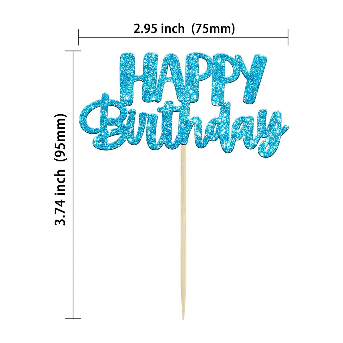 Gyufise Happy Birthday Cupcake Toppers Blue Glitter Birthday Cake Topper Picks Dessert Topper