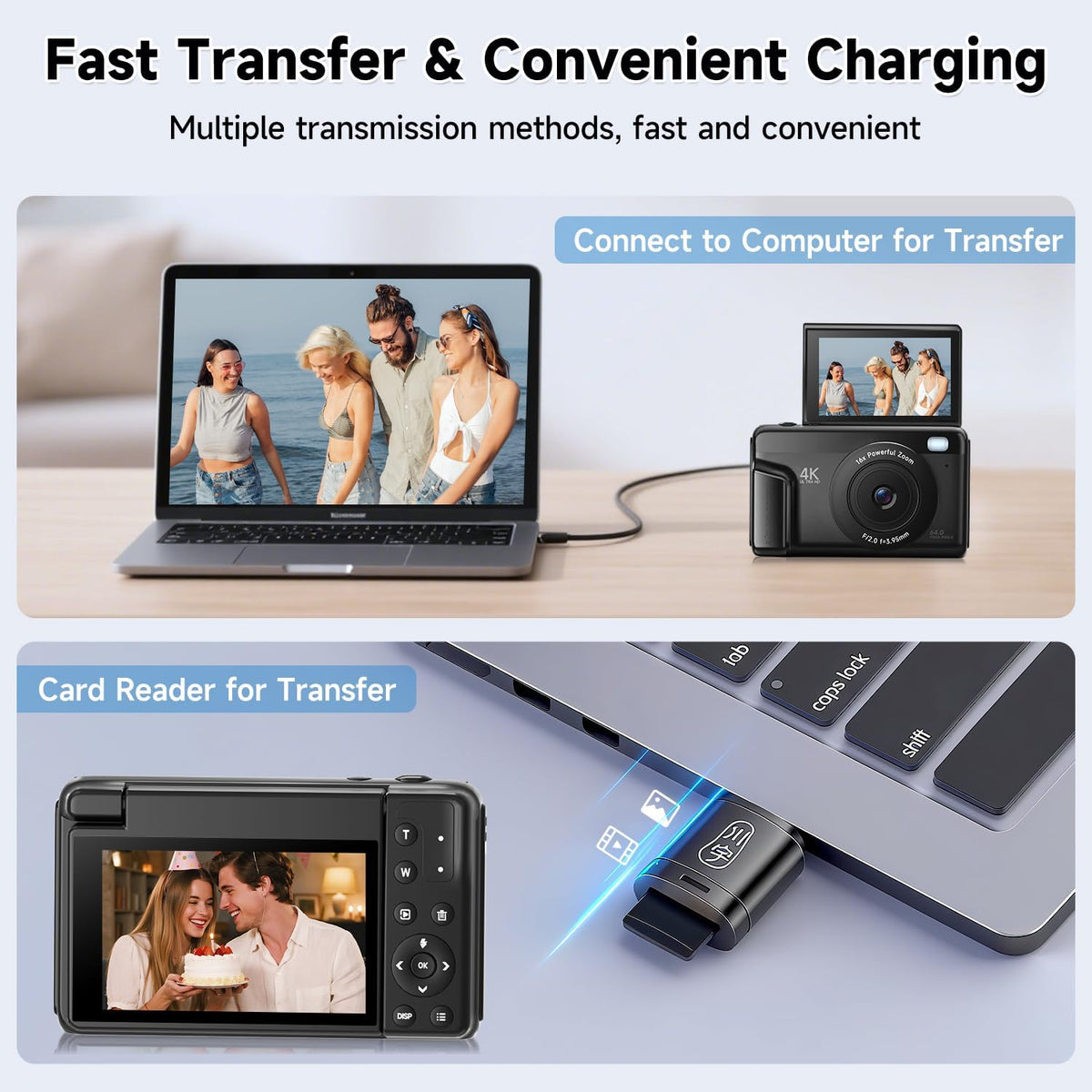 4K Digital Camera for Photography, Autofocus 64MP Vlogging Camera for YouTube with 3" 180° Flip