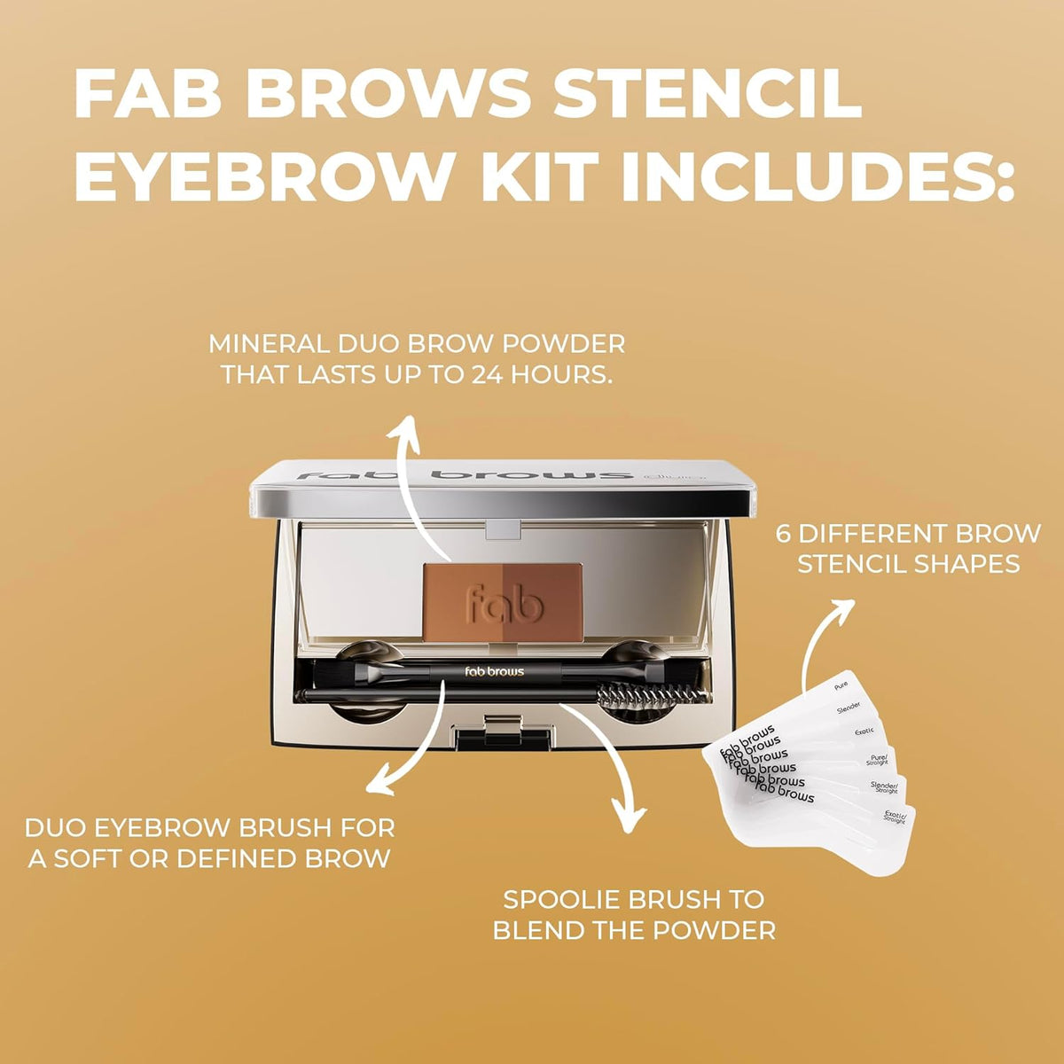 Duo Eyebrow Kit, Ultimate Brow Stencil Kit with Compact Powder Mirror and Eyebrow Shaper
