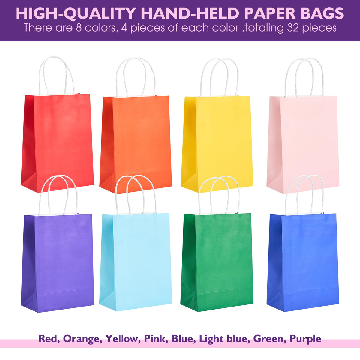 32 Pack Paper Gift Bags with Handles, 5.8"×3.2"×8.25" Party Favor Bags, Gift Bags, Small Gift Bags