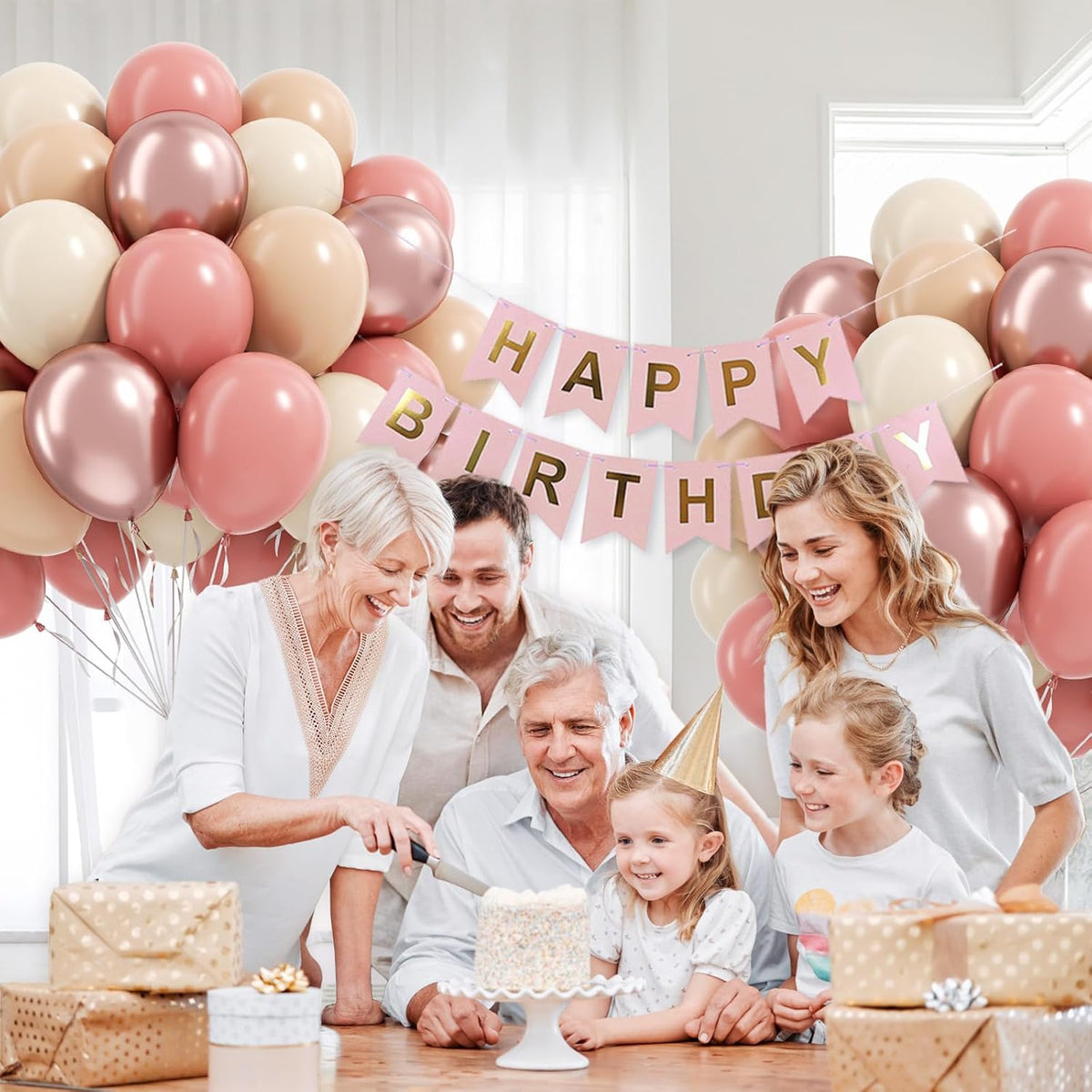 60pcs Dusty Pink Balloons, Blush Pink Dusty Rose Nude Ivory White Metallic Rose Gold Balloons for